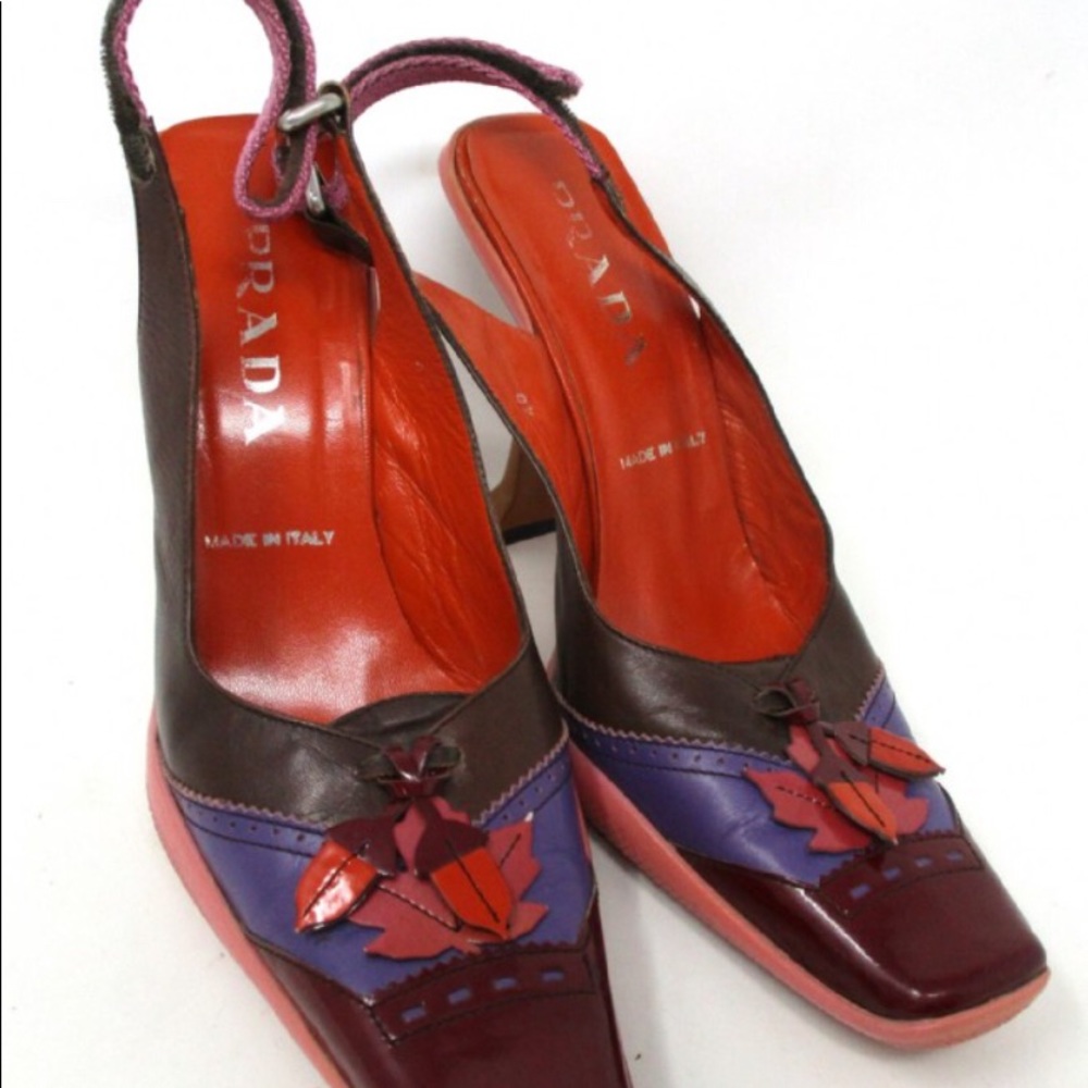 EUC Authentic PRADA Square Toe Slingback Pumps